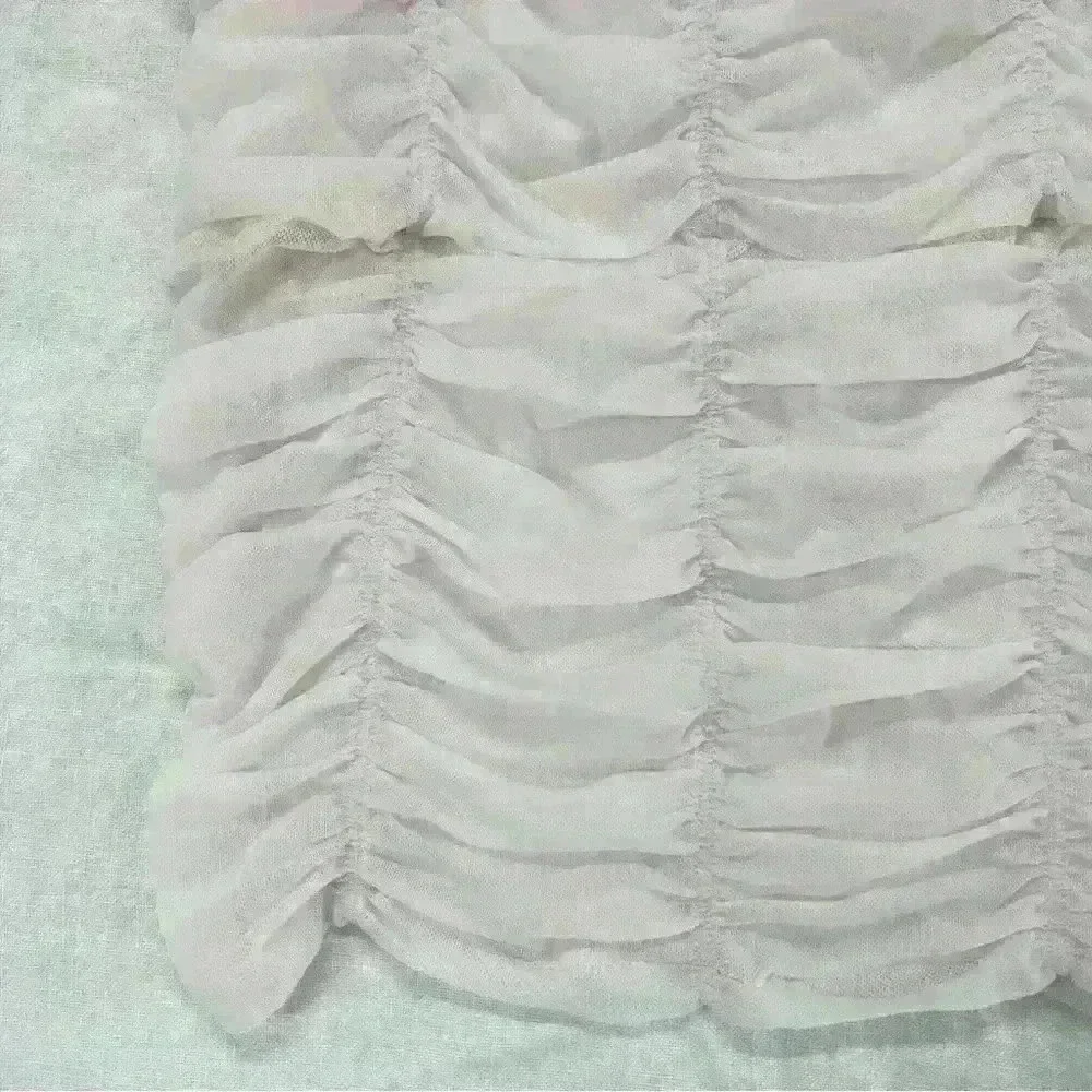 FREE PEOPLE INTIMATELY Light Pink Sheer Rouged Top Size L - Picture 9 of 10